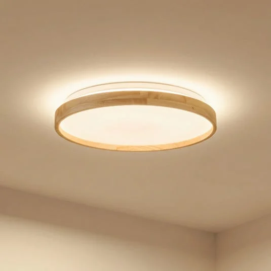 Plafón Lindby Smart LED Mirren madera Ø39,5cm CCT Tuya