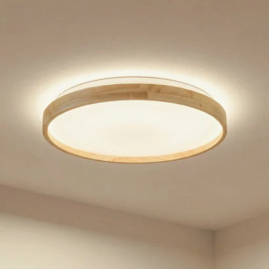 Plafón Lindby Smart LED Mirren madera Ø49,5cm CCT Tuya