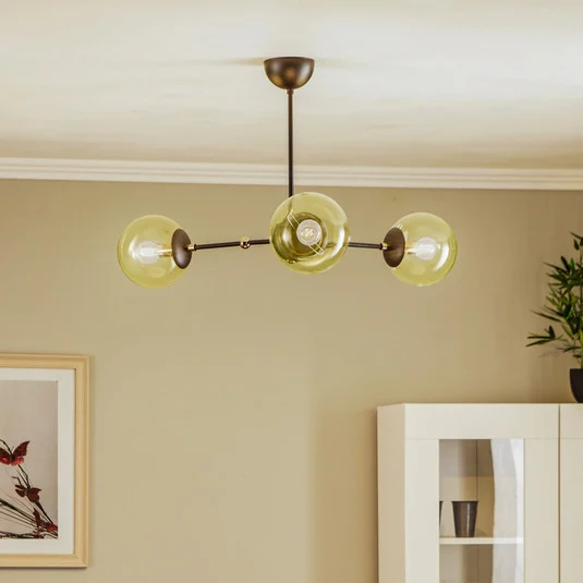 Plafón Itoris, 3 luces, negro/dorado