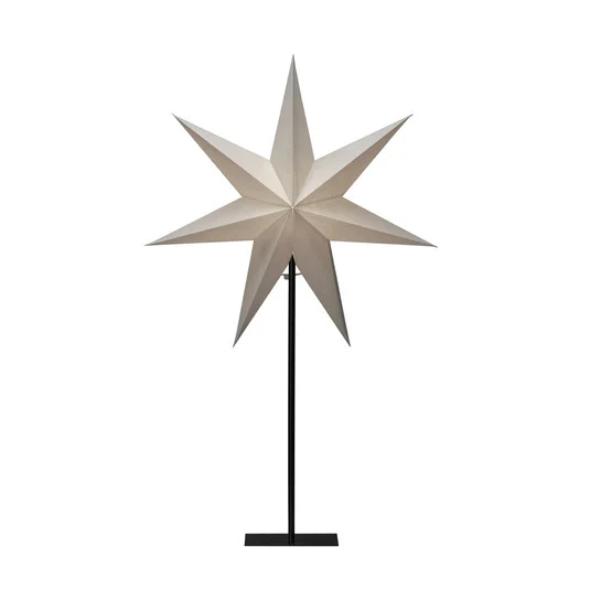 Lámpara Estrella papel, 7 puntas blanca alto 80 cm