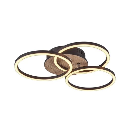 Plafón LED Circle 3 luces control remoto madera