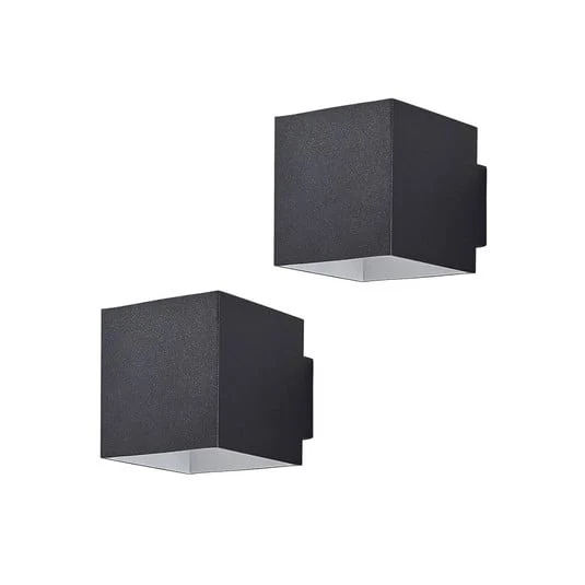 Aplique de pared Arcchio Zuzana, juego de 2, negro, G9, 10 cm de ancho