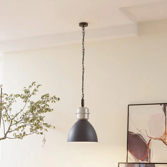 Lucande lámpara colgante Kaeloria, negro/plata, aluminio, Ø 35 cm
