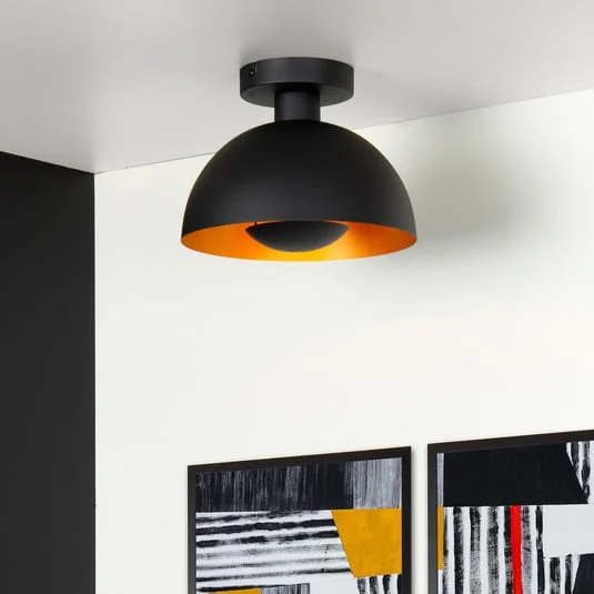 Plafón Siemon de acero, Ø 25 cm, negro