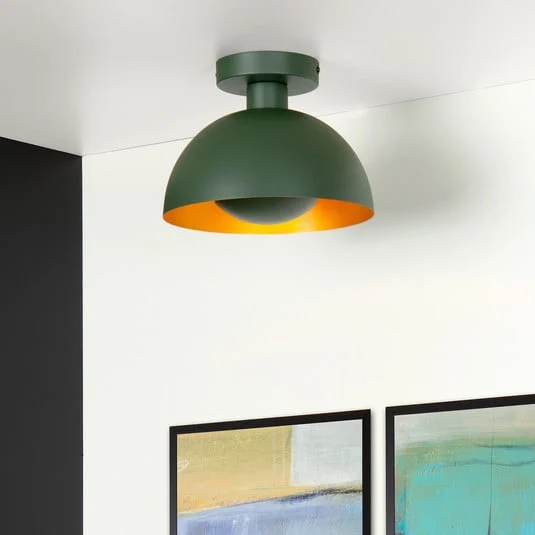 Plafón Siemon de acero, Ø 25 cm, verde