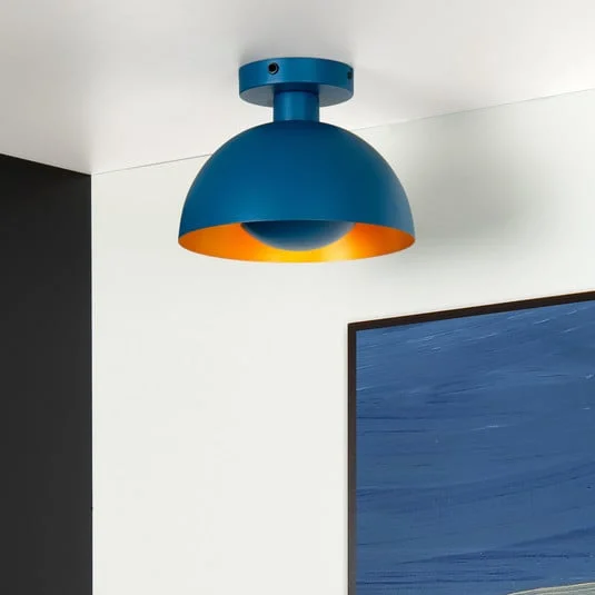 Plafón Siemon de acero, Ø 25 cm, azul