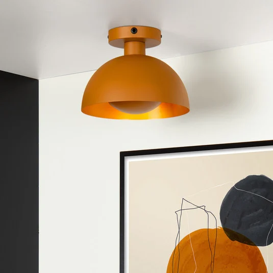 Plafón Siemon de acero, Ø 25 cm, amarillo ocre
