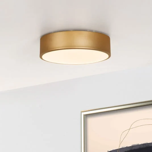 Plafón LED Unar, dorado mate, Ø 20 cm