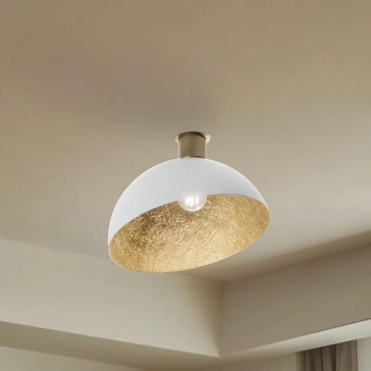 Plafón Sfera, Ø 35 cm, blanco/dorado