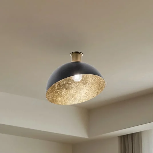 Plafón Sfera, Ø 35 cm, negro/dorado