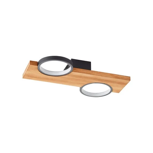 Plafón Cheesy de madera, 2 luces