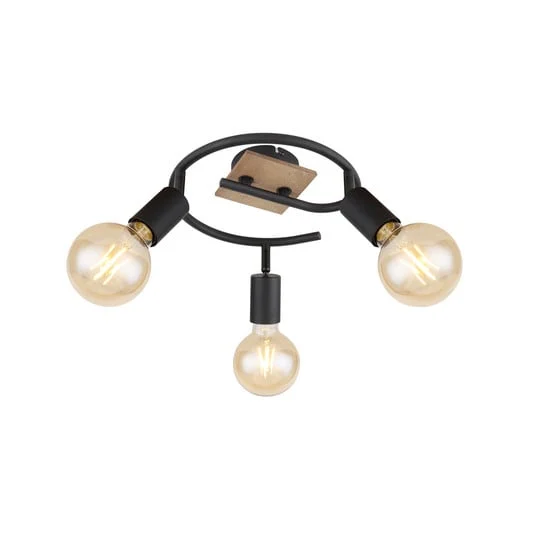 Plafón Martha con madera, espiral 3 luces