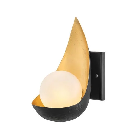 Aplique Ren, 1 luz, negro/oro