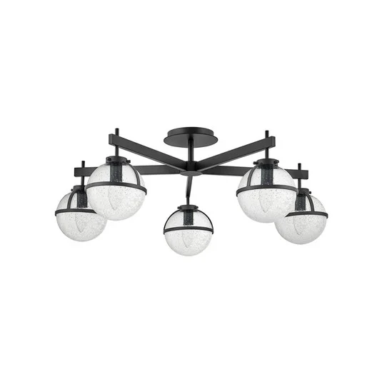 Plafón Hollis, 5 luces, negro/transparente