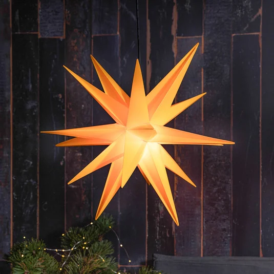 Estrella LED STERNTALER, amarilla, Ø 40 cm, 18 puntas, IP44