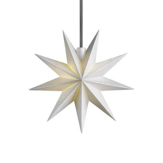 Estrella LED STERNTALER, blanca, Ø 11 cm, 9 puntas, IP44, pilas