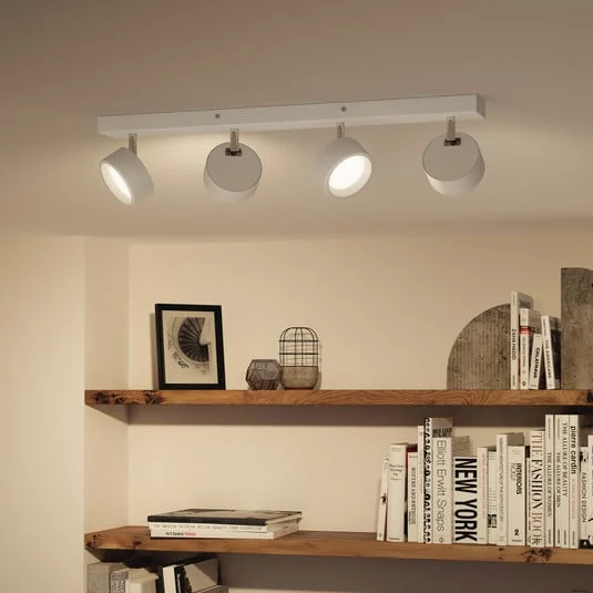 Downlight LED Philips Bracia de 4 luces, blanco