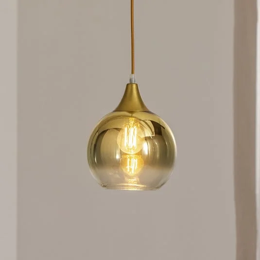 Lámpara colgante Monte de cristal, 1 luz, dorada