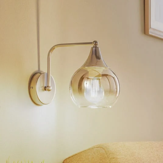 Aplique de pared Monte de cristal, 1 luz, plateado