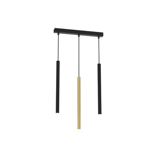 Lámpara colgante Monza, negro/dorado, 3 luces