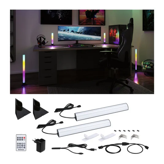 Paulmann Juego de 2 barras de luces EntertainLED Dynamic RGB de 30 cm con pie