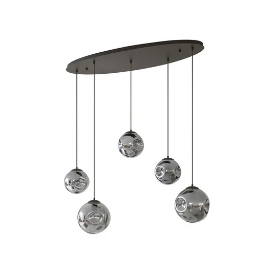 Valentina 5 Oval Lámpara Colgante Smoked Grey/Coffee - Lindby