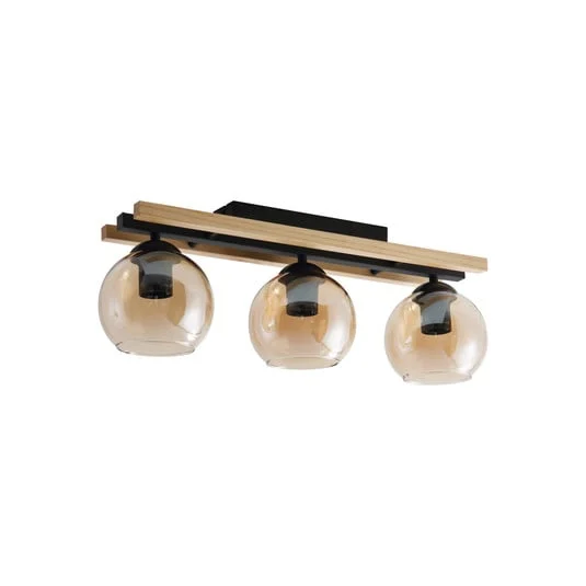 Maite 3 Lámpara de Techo Black/Wood/Amber - Lindby