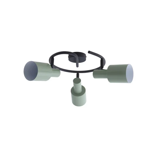 Ovelia 3 Round Lámpara de Techo Green/Black - Lindby