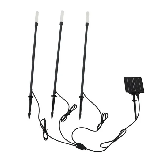 Lámpara solar Balian con pica de tierra, 3 unidades, negro - Lindby