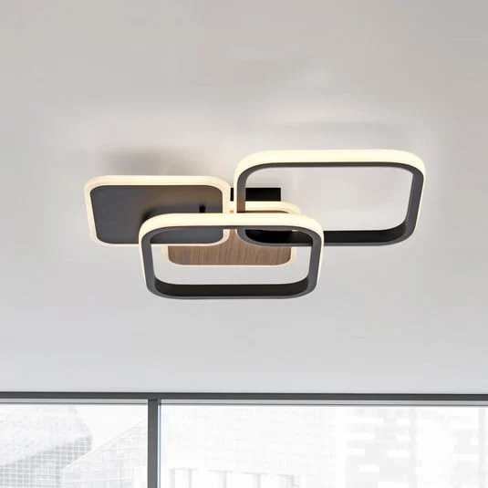 Plafón LED Sevent, angular 3.000 K color madera