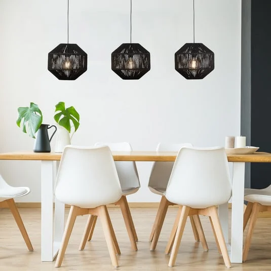 Lámpara colgante Wicker, 3 luces