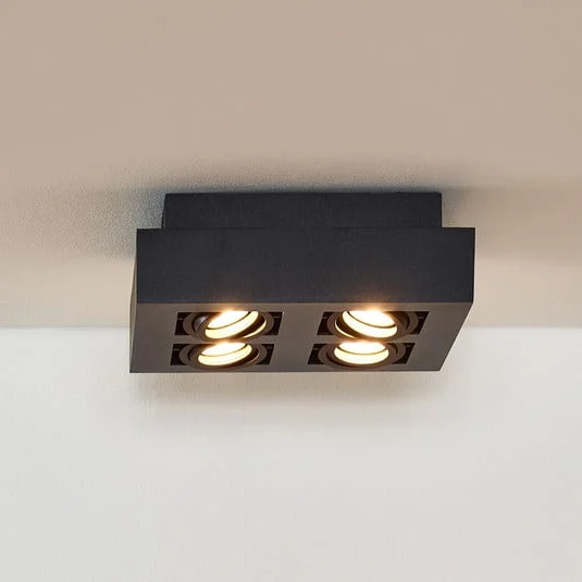 Foco de techo Xirax, 4 luces, negro