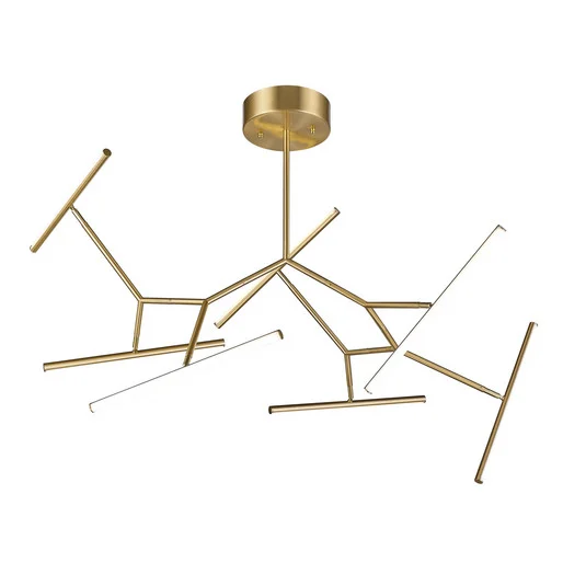 Plafón LED 2073, 7 luces 120 cm, oro