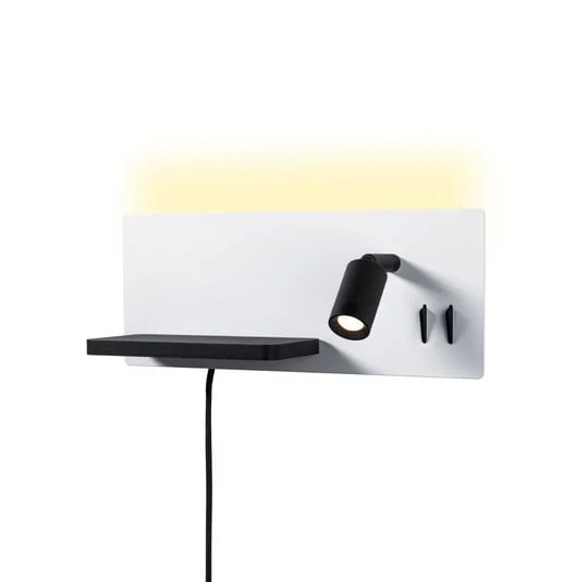 Aplique de pared LED Serra, izquierda, USB-C, blanco/negro - Paulmann