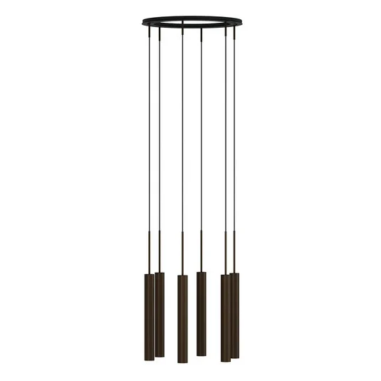 Lámpara colgante tubular, 6 luces, anillo, bronce - Audo Copenhagen