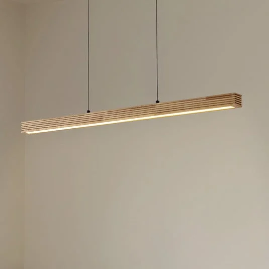 Lámpara colgante LED Lucande Emara, madera clara, roble, CCT