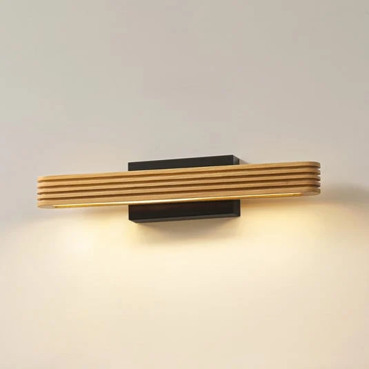 Aplique de pared LED Lucande Lieske, 40 cm, madera, negro
