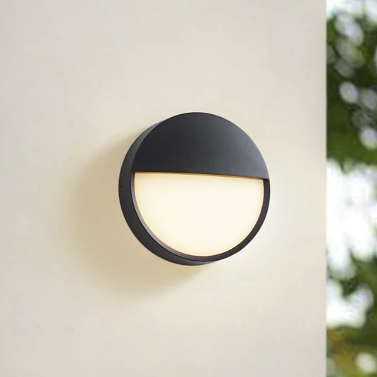 Aplique LED para exterior Arcchio Gravo, Ø 25 cm, negro, IP65