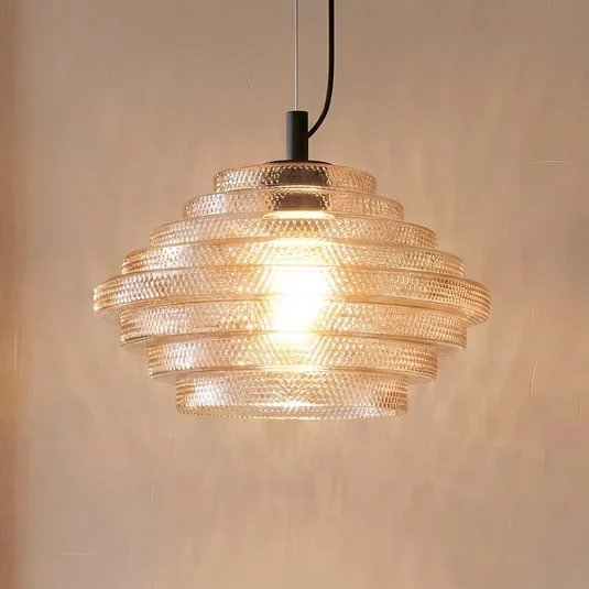 Lámpara colgante Lindby Orliana, Ø 35 cm, ámbar, cristal