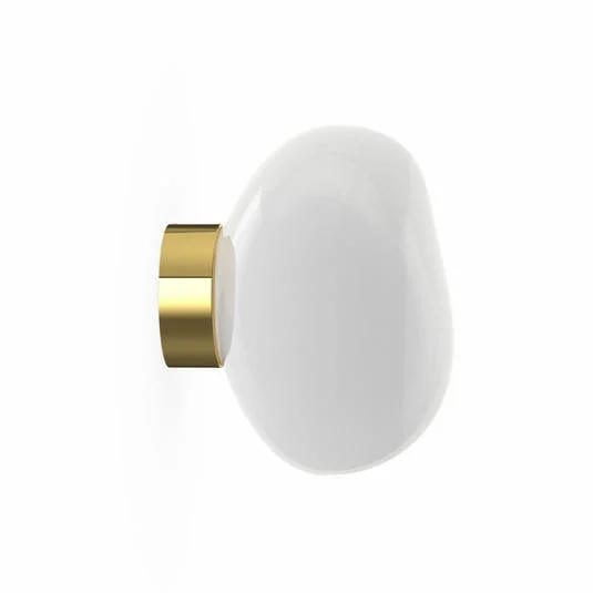 Aplique de pared LED Melt de Tom Dixon, Ø 29 cm, color ópalo/dorado