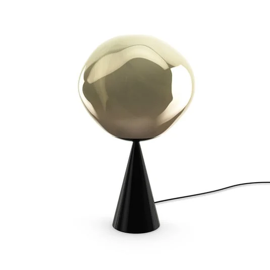 lámpara de mesa LED Melt Cone Fat de Tom Dixon, color bronce, 47 cm