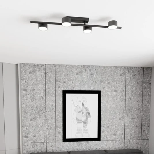 Downlight Bet, longitud 80 cm, negro, metal, 4 luces.