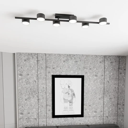 Downlight Bet, longitud 100 cm, negro, metal, 6 luces.