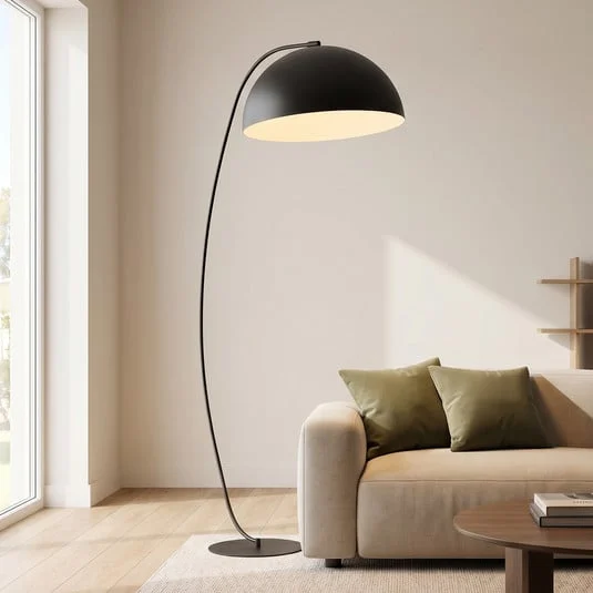 Lámpara de pie Arcos, negra, altura 150 cm, metal