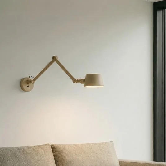 Aplique de pared Lucande Silka, 91 cm, beige, regulable, E27