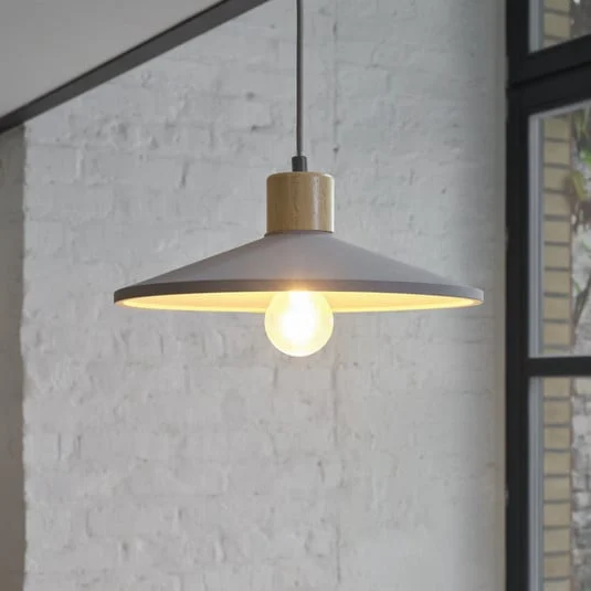 Lámpara colgante OSRAM CONCRETE WOOD, gris, Ø 32 cm, hormigón, E27