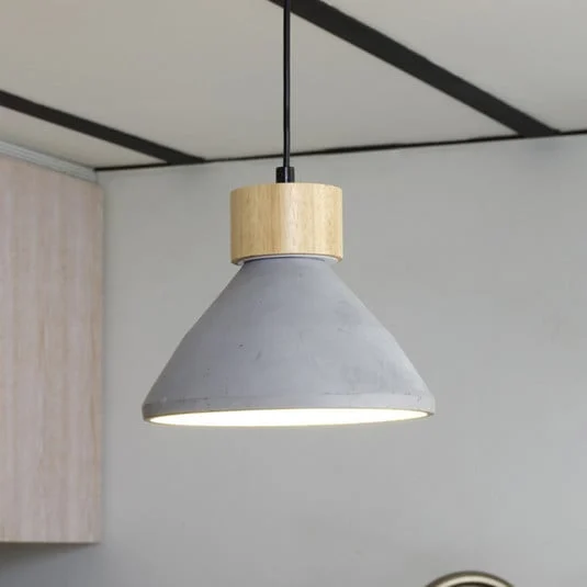 Lámpara colgante OSRAM CONCRETE WOOD, gris, Ø 22 cm, hormigón, E27