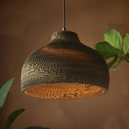 Lámpara colgante OSRAM HAT, marrón, Ø 36 cm, cartón ondulado, E27