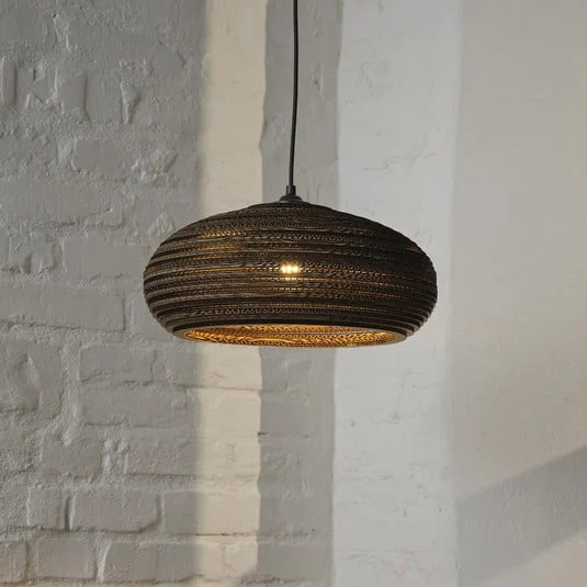 Lámpara colgante OSRAM DROP, marrón, Ø 40 cm, cartón ondulado, E27