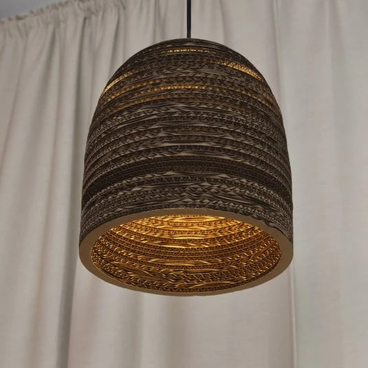 Lámpara colgante OSRAM BALL BELL, marrón, Ø 26 cm, cartón ondulado, E27